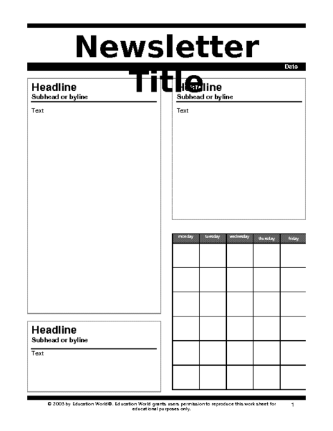 Blank Newspaper Article Template For Kids