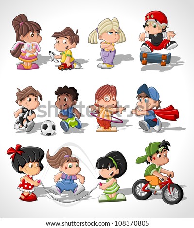 Children Playing Cartoon