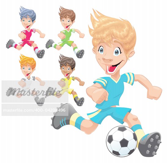 Children Playing Football Cartoon