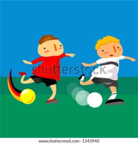 Children Playing Football Cartoon