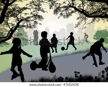 Children Playing In The Park Clipart