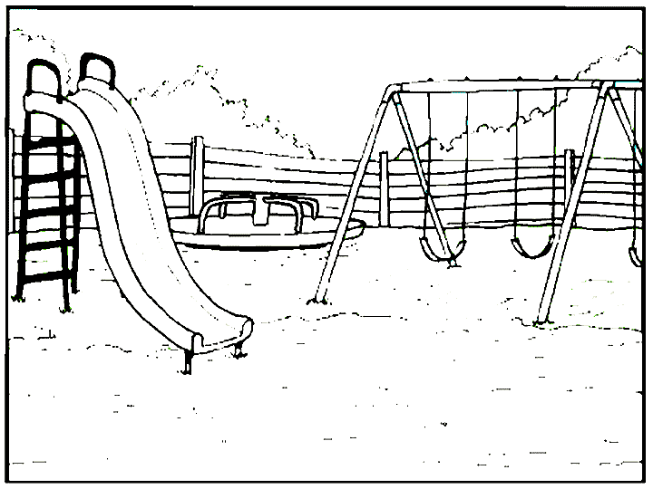 Children Playing In The Park Coloring Page