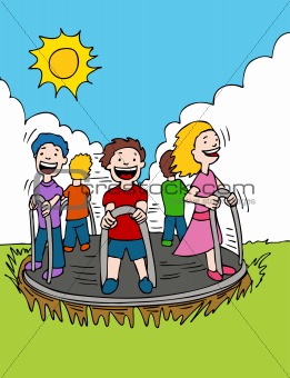 Children Playing Outside Cartoon