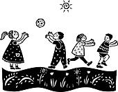 Children Playing Outside Clipart