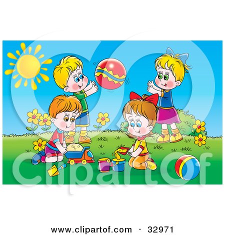 Children Playing Outside Clipart