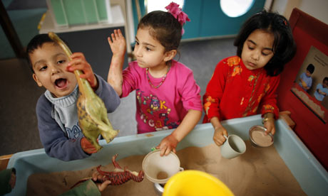 Children Playing Outside In A Nursery