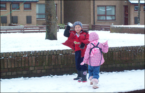 Children Playing Outside In The Snow