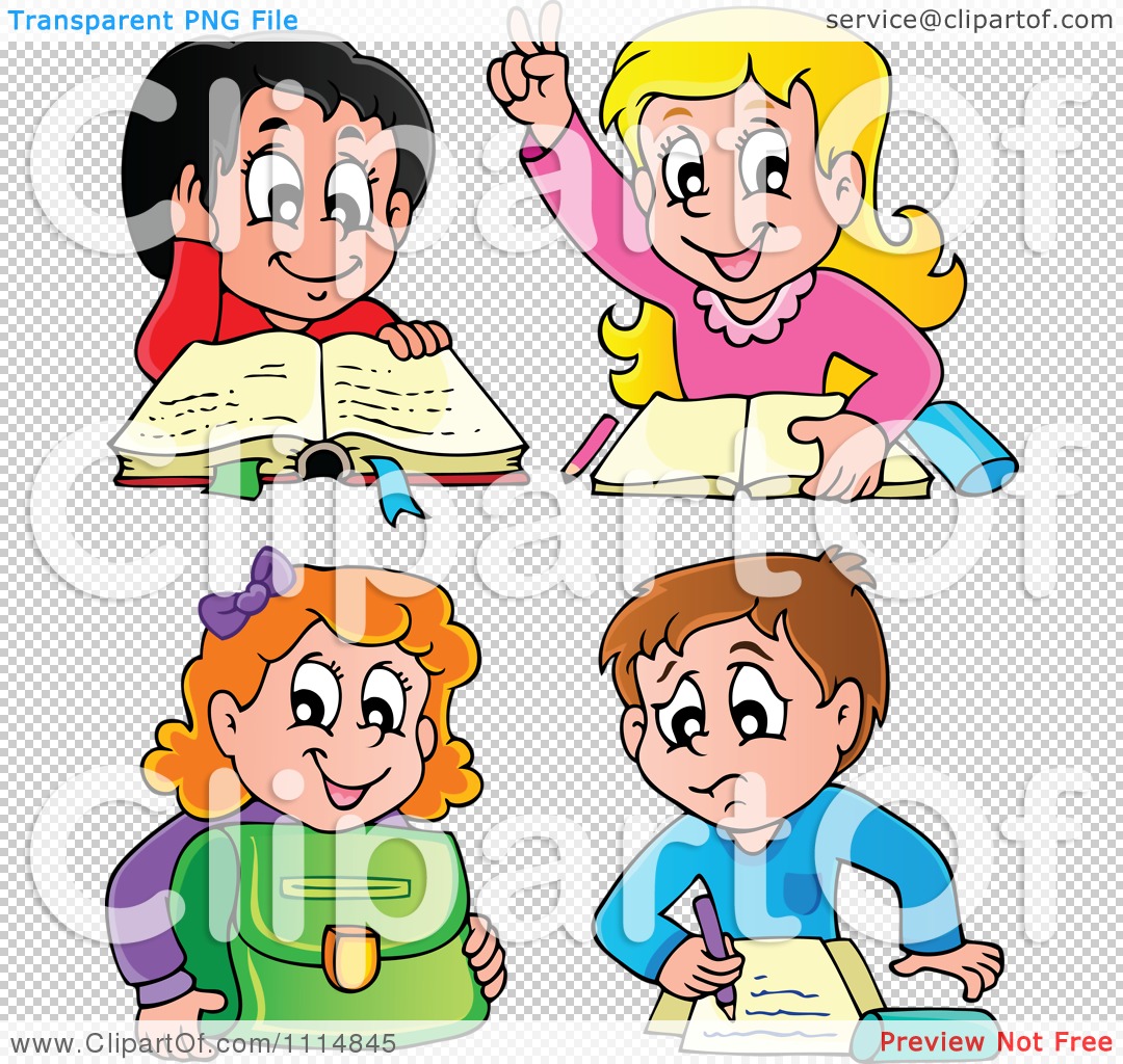 Children Reading Books Together Clip Art