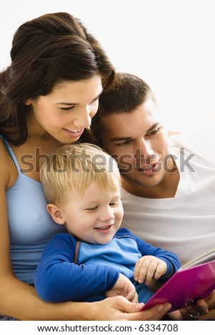 Children Reading Books With Parents