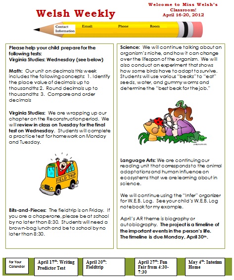 Classroom Newsletter Templates Free Download