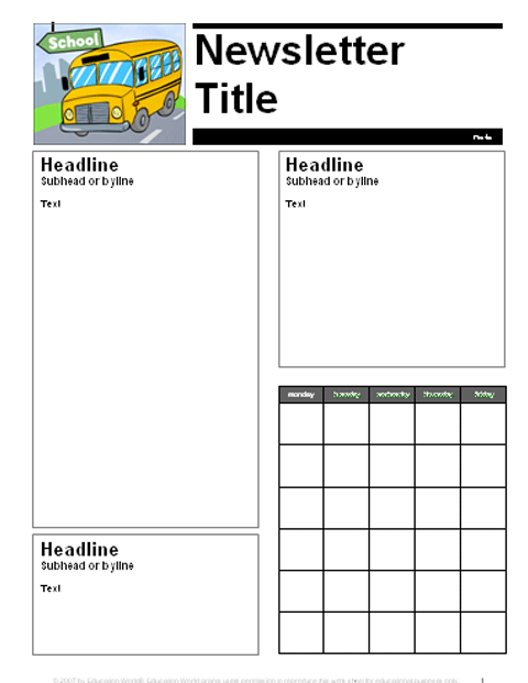 Classroom Newsletter Templates Free Download