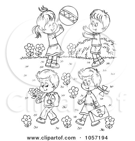 Clipart Children Playing Outside