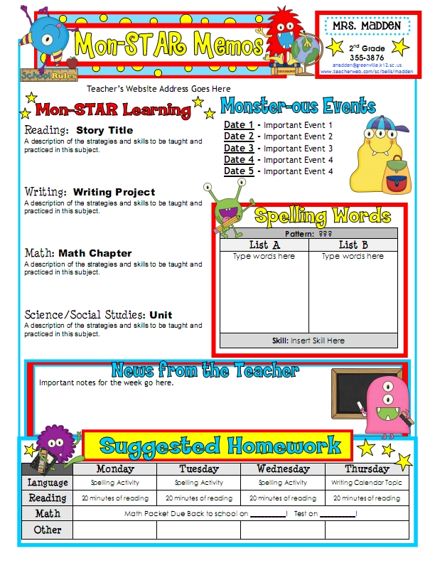 Cute Newsletter Templates For Teachers