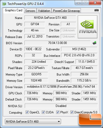 Gtx 460 Se Benchmark