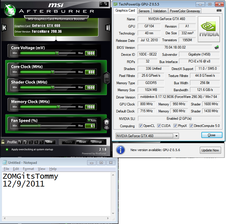 Gtx 460 Se Overclock Settings