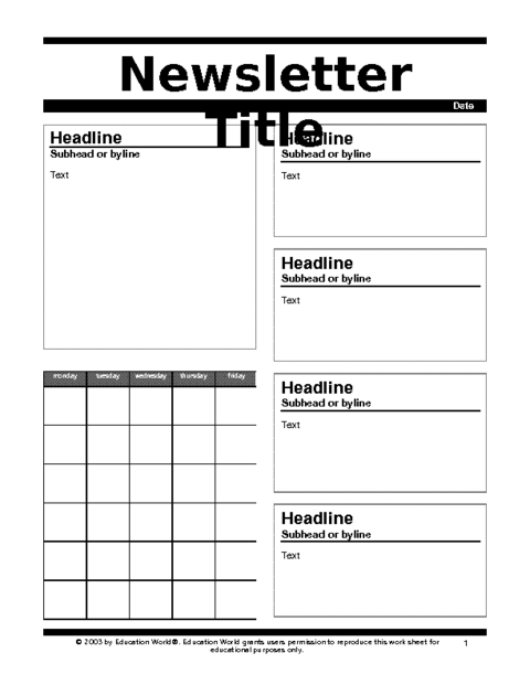 Newsletter Templates For Teachers To Parents