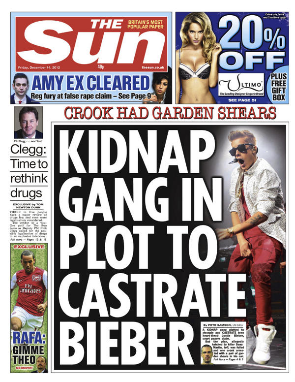 Newspaper Front Page The Sun