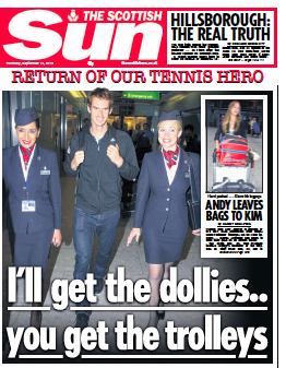 Newspaper Front Page The Sun