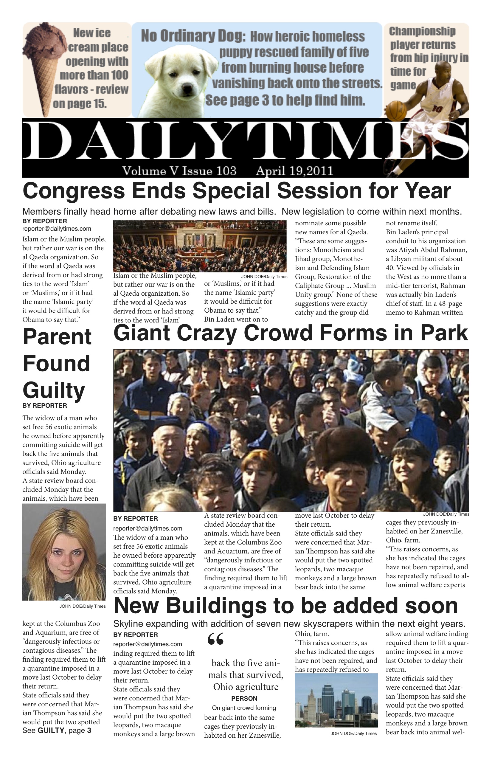 Newspaper Layout Front Page