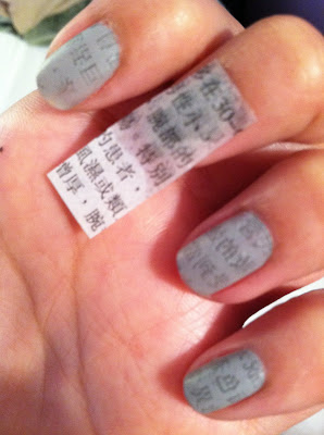 Newspaper Nails With Rubbing Alcohol