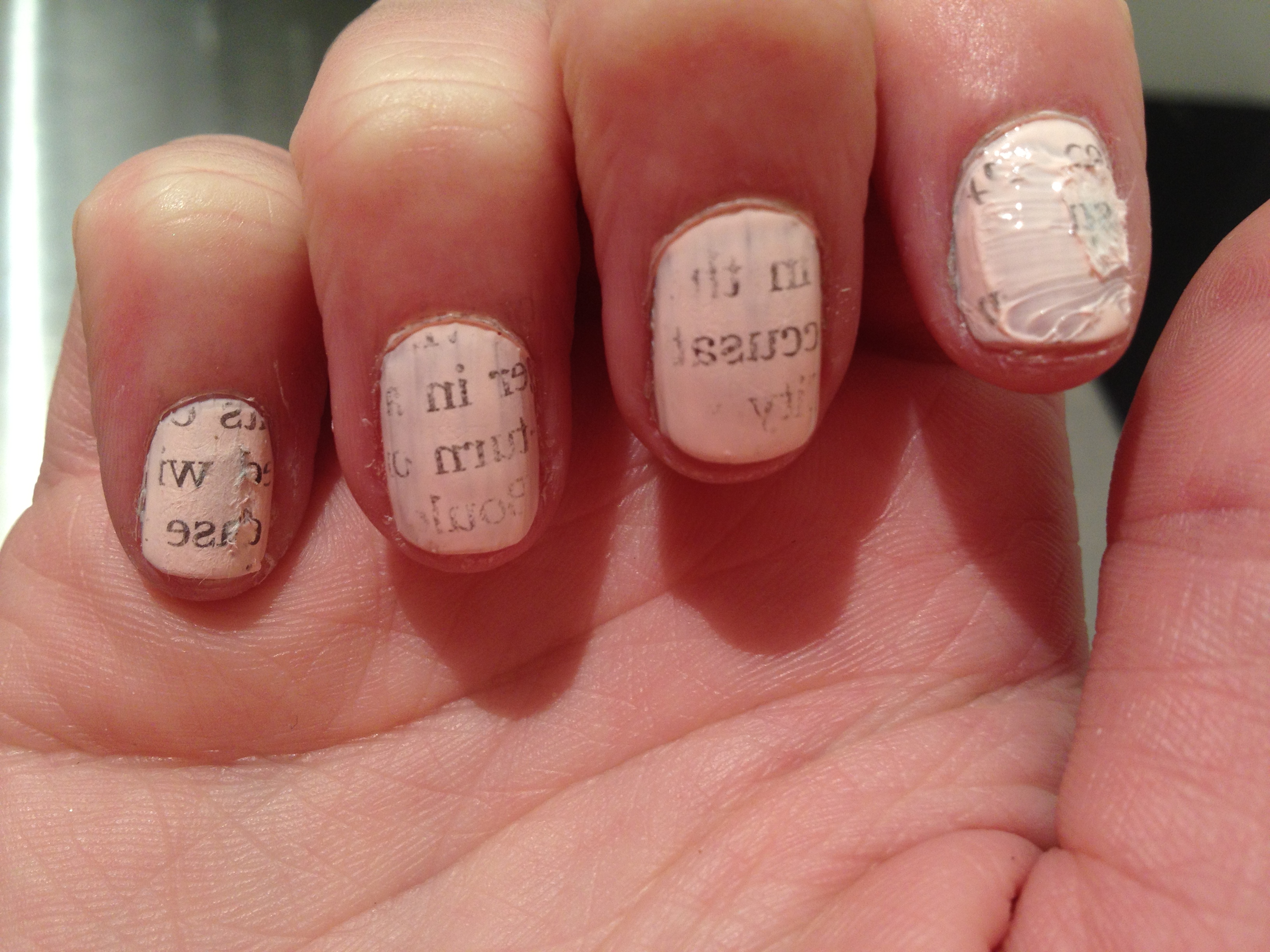 Pink Newspaper Nails