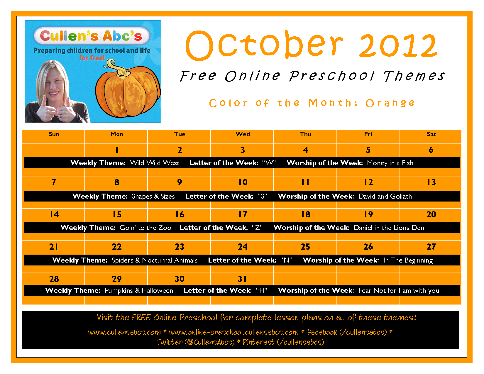 Preschool Newsletter Ideas For October