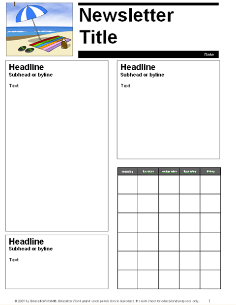 School Newsletter Templates For Teachers