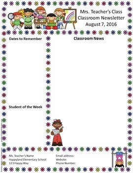 School Newsletter Templates For Teachers