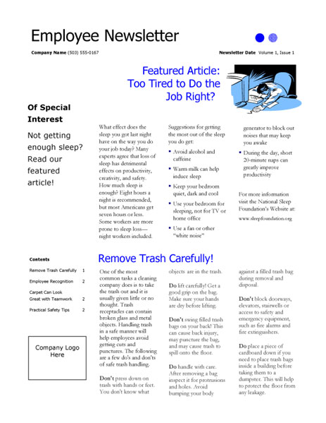 Staff Newsletter Examples