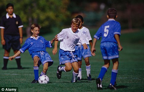 Young Children Playing Football