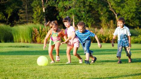 Young Children Playing Outside